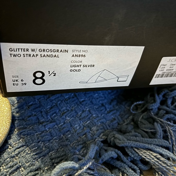 Jcrew glitter two strap sandals. Silver with black trim. - Picture 6 of 10